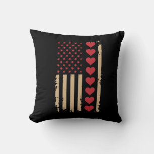 Valentinstag US-Flagge Herzen Kissen