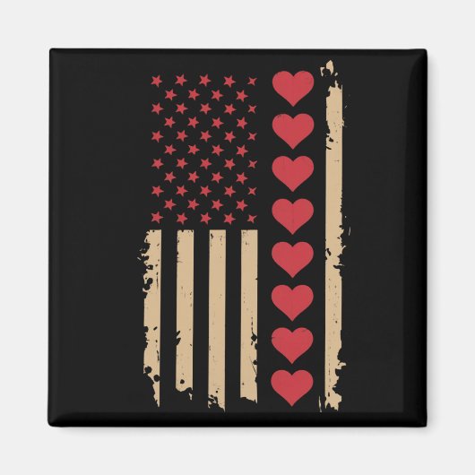 Valentinstag US Flagge Herzen Magnet (Vorne)