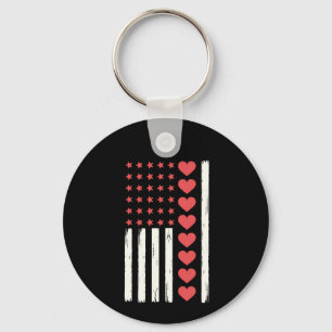 Valentinstag US Flagge Herzen USA Vintage Schlüsselanhänger