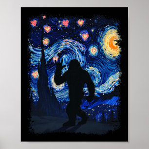 Valentinstag Van Gogh Sternennacht Bigfoot Sasquat Poster