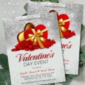 Valentinstag Veranstaltung Red Heart Box & Rose Pe Flyer