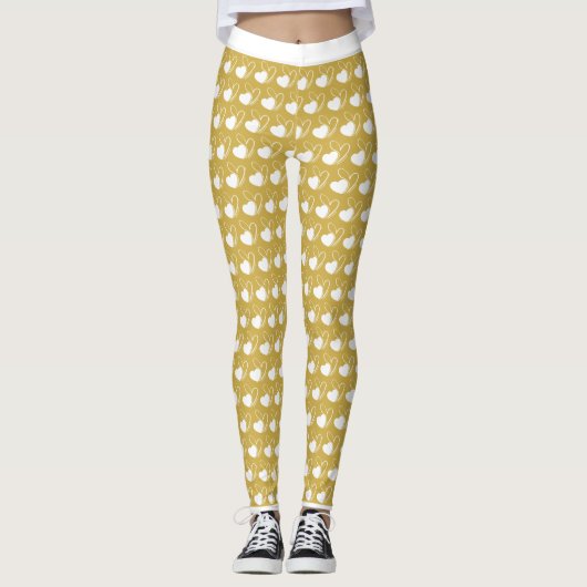 Valentinstag Verzerrte getilgte Herzen Leggings (Vorderseite)