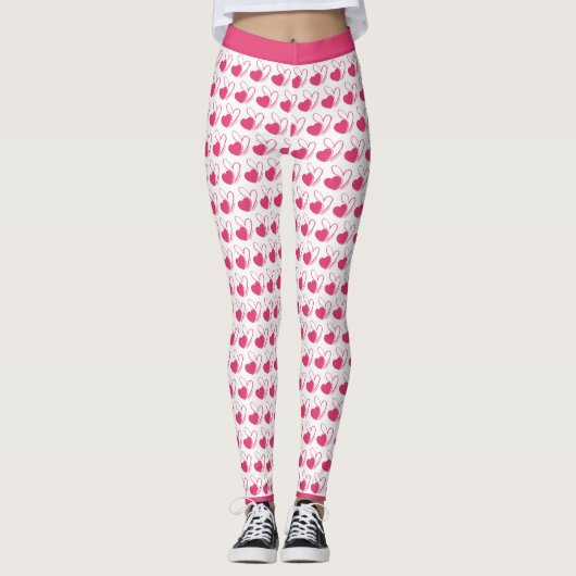 Valentinstag Verzerrte getilgte Herzen Leggings (Vorderseite)