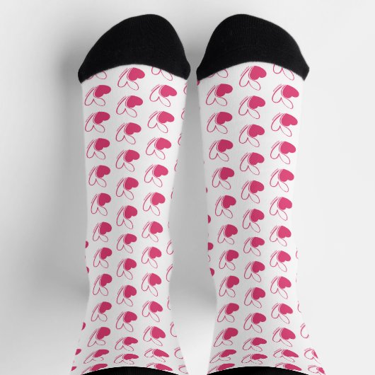 Valentinstag Verzerrte getilgte Herzen Socken (Oben)