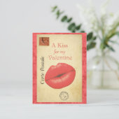 Valentinstag Vintag Kiss Französisch Postkarte (Stehend Vorderseite)