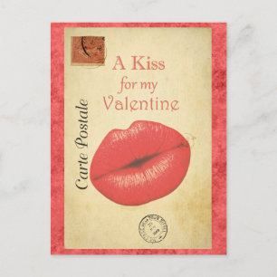 Valentinstag Vintag Kiss Französisch Postkarte