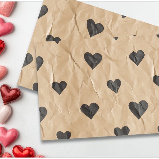 Valentinstag Vintag Look Kraft Papierherzen Seidenpapier