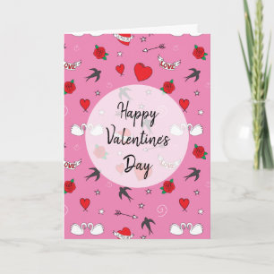 Valentinstag Vintag Niedlich Rosa Personalisiert Feiertagskarte