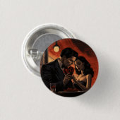 Valentinstag Vintag Retro-Paar Comic Button (Vorne & Hinten)