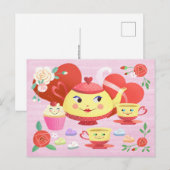 Valentinstag Vintag Teapot Tea Set Postkarte (Vorne/Hinten)