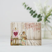 Valentinstag Vintage Blume Cherub Feiertagspostkarte (Stehend Vorderseite)