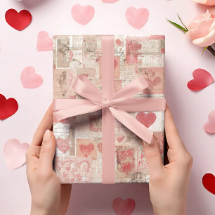 Valentinstag-Vintage-Briefe-Geschenkpapier  Geschenkpapier