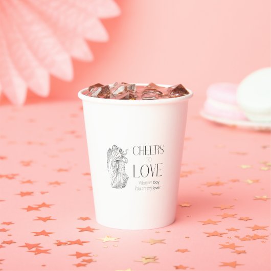 Valentinstag – Vintage Cherubs & Liebesbotschaft Pappbecher (Insitu)