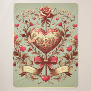 Valentinstag Vintage Heart xoxo Sherpadecke