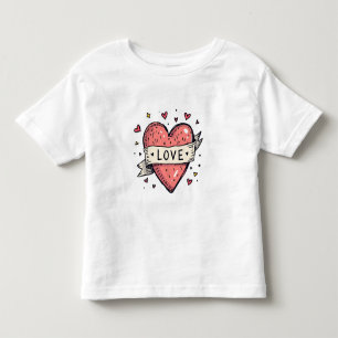 Valentinstag Vintage-Herz-Doodle Liebe Kleinkind T-shirt