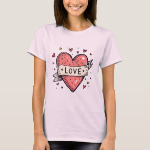 Valentinstag Vintage-Herz-Doodle-Liebe T-Shirt