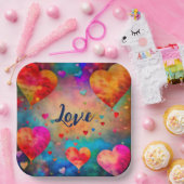 Valentinstag Vintage Herzen Personalisiert Pappteller (Party)