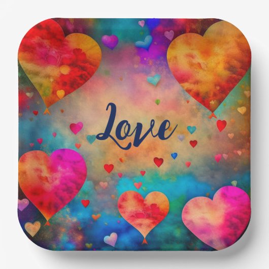Valentinstag Vintage Herzen Personalisiert Pappteller (Vorderseite)