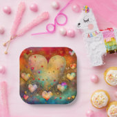 Valentinstag Vintage Herzen Personalisiert Pappteller (Party)