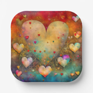 Valentinstag Vintage Herzen Personalisiert Pappteller