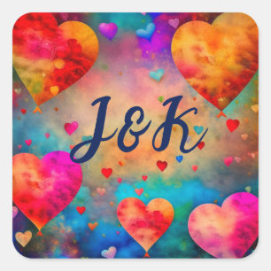 Valentinstag Vintage Herzen Personalisiert Quadratischer Aufkleber