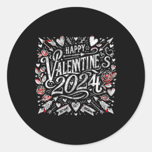 Valentinstag Vintage-Kalligrafie für Frauen und Runder Aufkleber