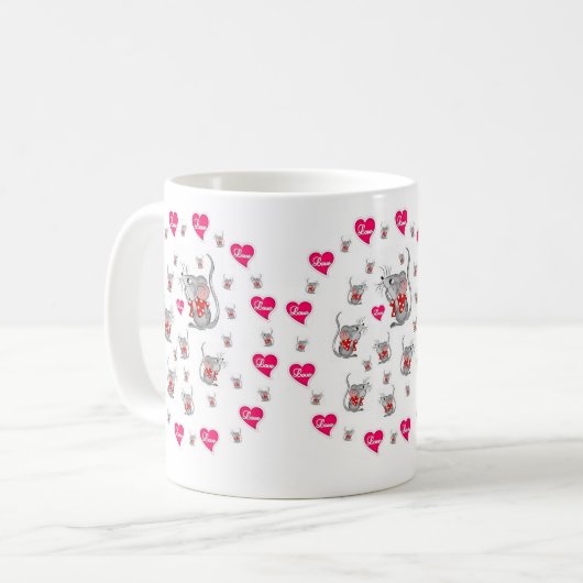Valentinstag Vintage Mäuse Tasse (Vorderseite Links)
