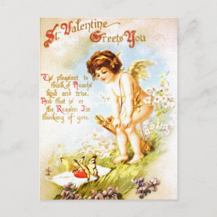 Valentinstag Vintage Postkarte Liebesbrief Cupid E