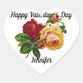 Valentinstag Vintage Rose Individuelle Name STICKE Herz-Aufkleber