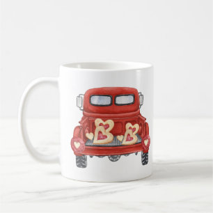 Valentinstag Vintage Roter LKW Herzen Kaffeetasse