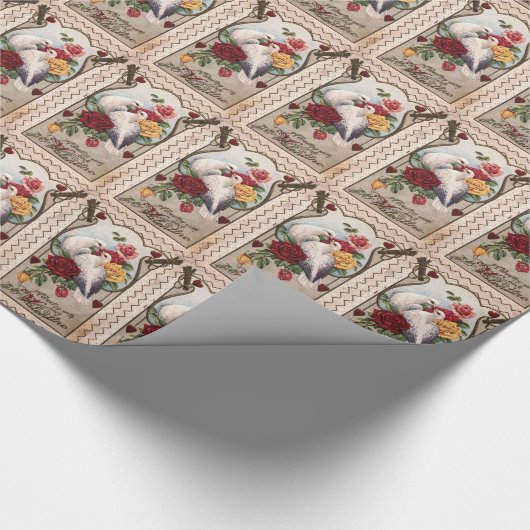 Valentinstag Vintage Tauben Geschenkpapier (Ecke)