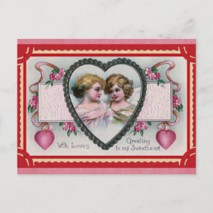 Valentinstag Vintage viktorianischer Engel Grußkar Postkarte