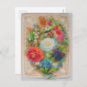 Valentinstag Vintager Blume Feiertagspostkarte (Vorne/Hinten)