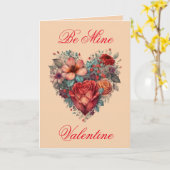 Valentinstag Vintages Herz und Blume Karte (Gelbe Blume)