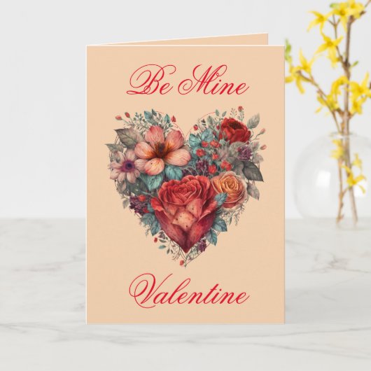Valentinstag Vintages Herz und Blume Karte (Gelbe Blume)