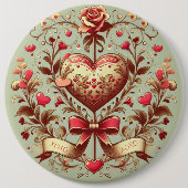 Valentinstag Vintages Herz Xoxo Button (Vorderseite)
