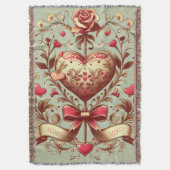 Valentinstag Vintages Herz Xoxo Decke (Vorderseite Vertikal)