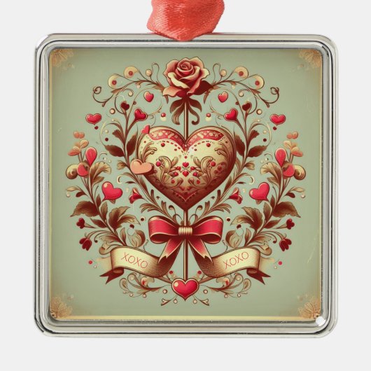 Valentinstag Vintages Herz Xoxo Ornament Aus Metall (Vorne)