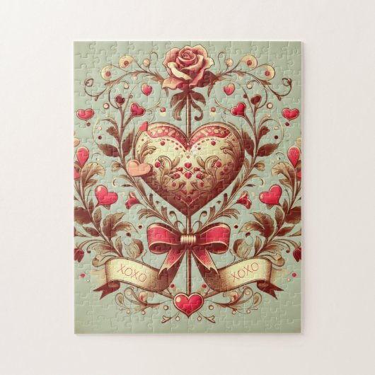 Valentinstag Vintages Herz Xoxo Puzzle (Vertikal)