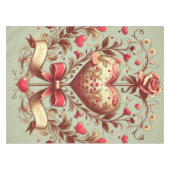 Valentinstag Vintages Herz Xoxo Tischdecke (Vorderseite (Horizontal))
