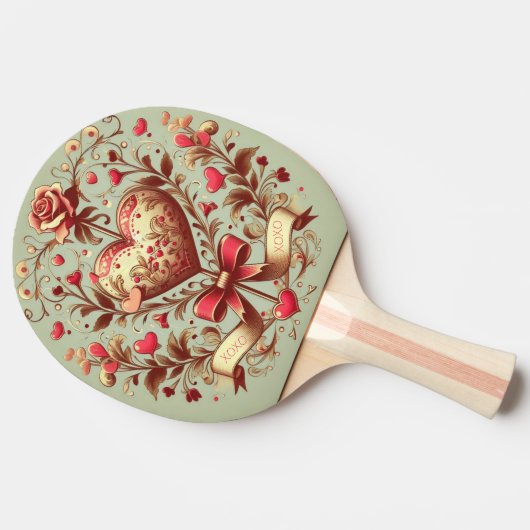 Valentinstag Vintages Herz Xoxo Tischtennis Schläger (Seitenansicht)