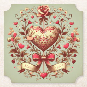 Valentinstag Vintages Herz Xoxo Untersetzer
