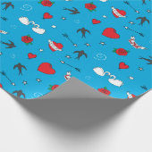 Valentinstag Vintages Muster auf blau Geschenkpapier (Ecke)