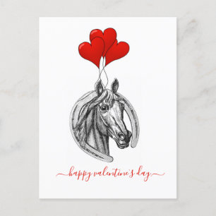 Valentinstag Vintages Pferd und Herz Postkarte