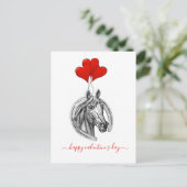 Valentinstag Vintages Pferd und Herz Postkarte (Stehend Vorderseite)