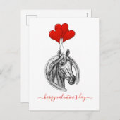 Valentinstag Vintages Pferd und Herz Postkarte (Vorne/Hinten)