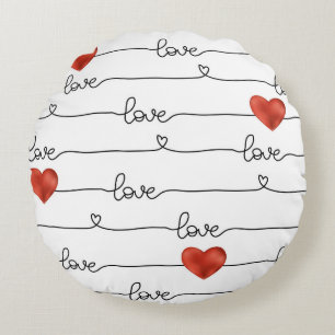 Valentinstag von Hand gezeichnetes Illustrationsmu Rundes Kissen