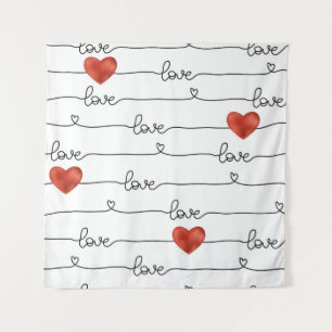 Valentinstag von Hand gezeichnetes Illustrationsmu Wandteppich
