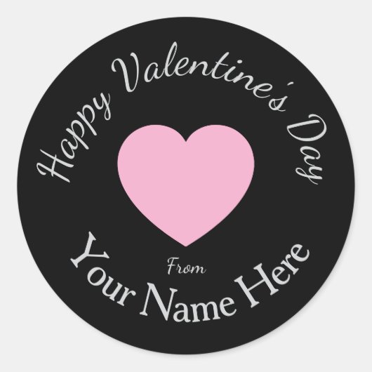 Valentinstag von Ihrem Namen hier Benutzerdefinier Runder Aufkleber (Vorderseite)