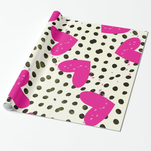 Valentinstag wackelndes Papier rosa Herzen Geschenkpapier (Ungerollt)